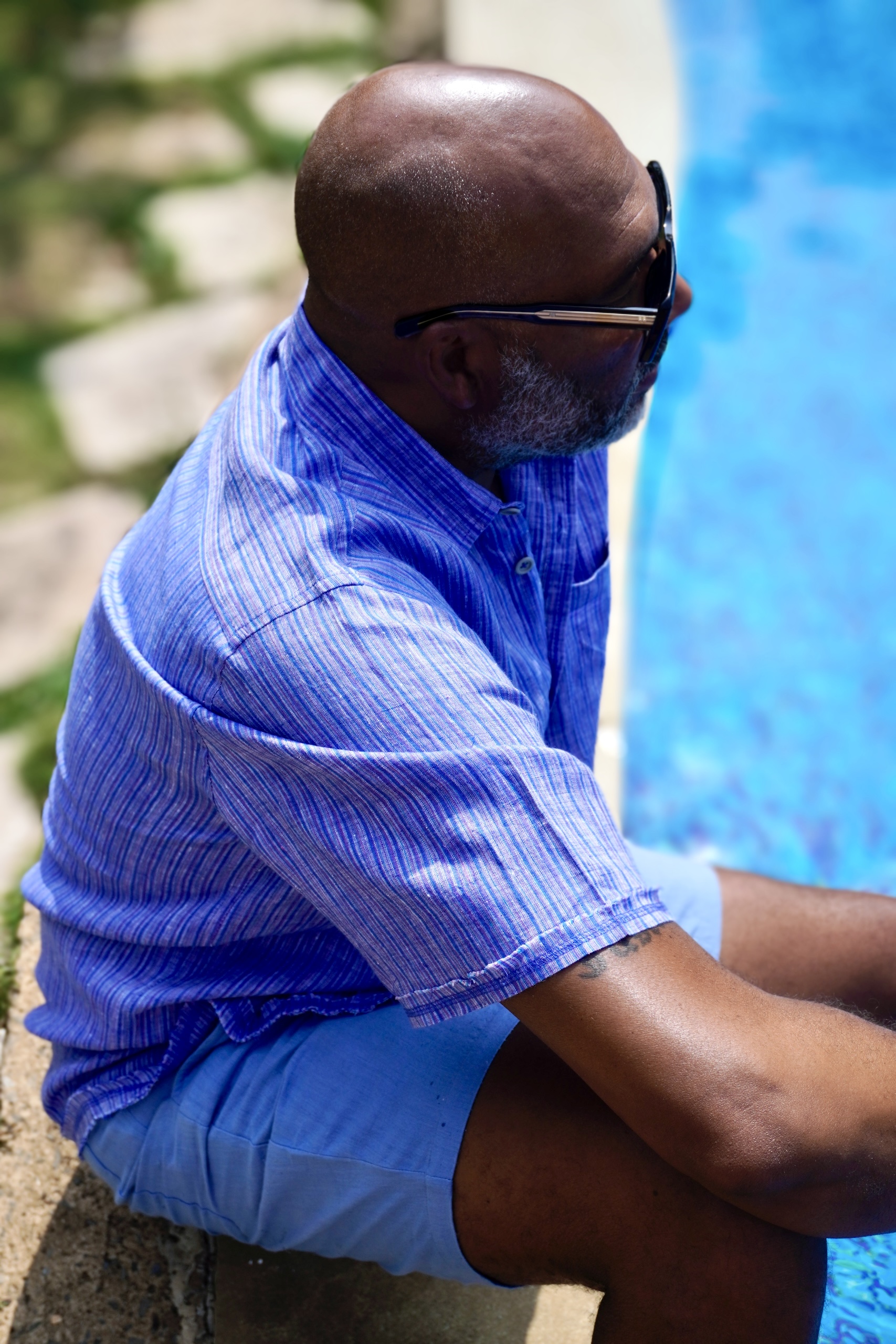 JOE LINEN SHIRT BLUE  STRIPE 