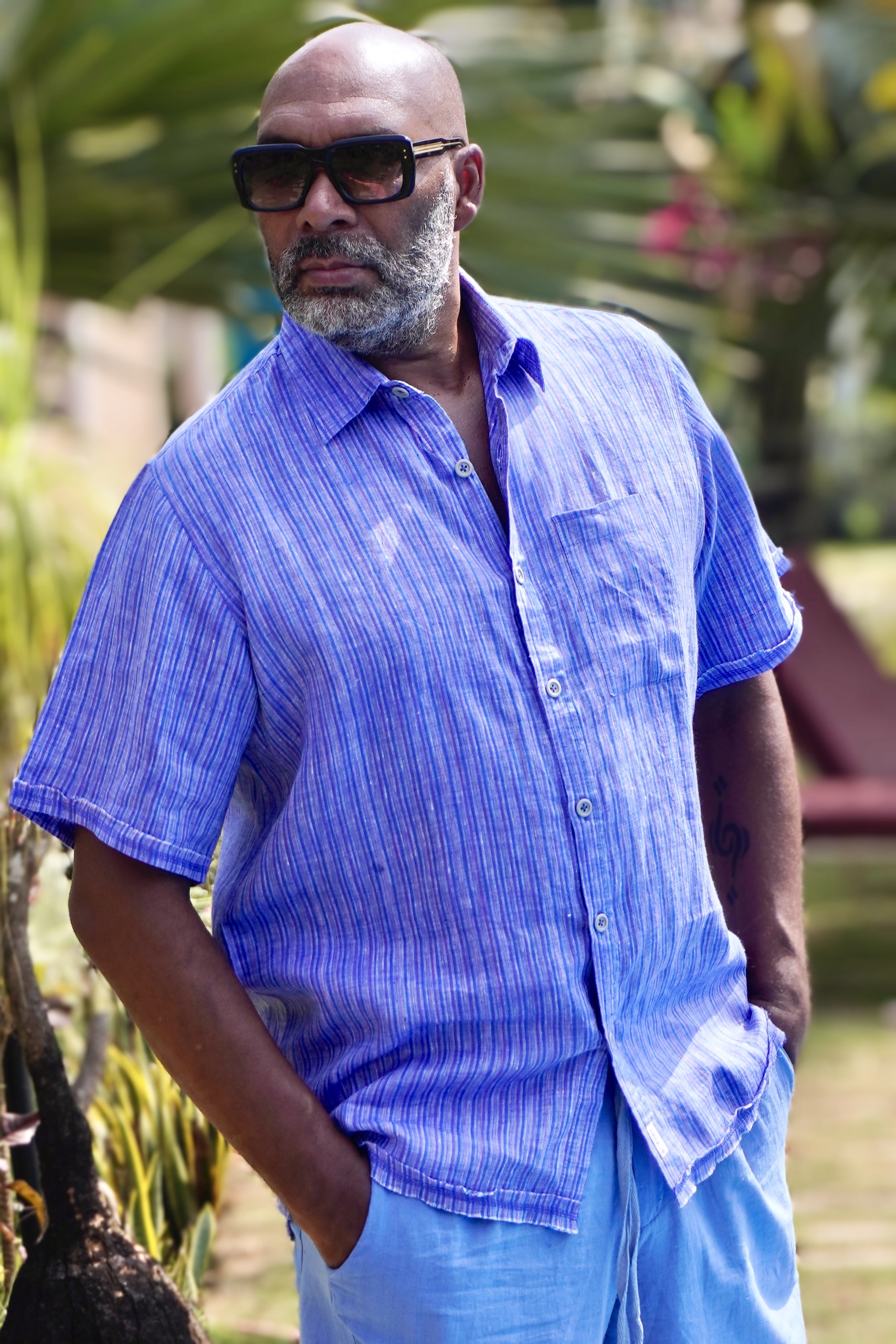 JOE LINEN SHIRT BLUE  STRIPE 