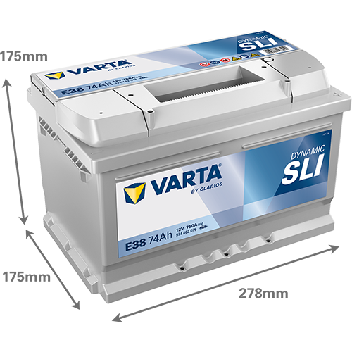 VARTA E38 DYNAMIC SLI Batteri 12V 74AH 750CCA (278x175x175/175mm) +höger