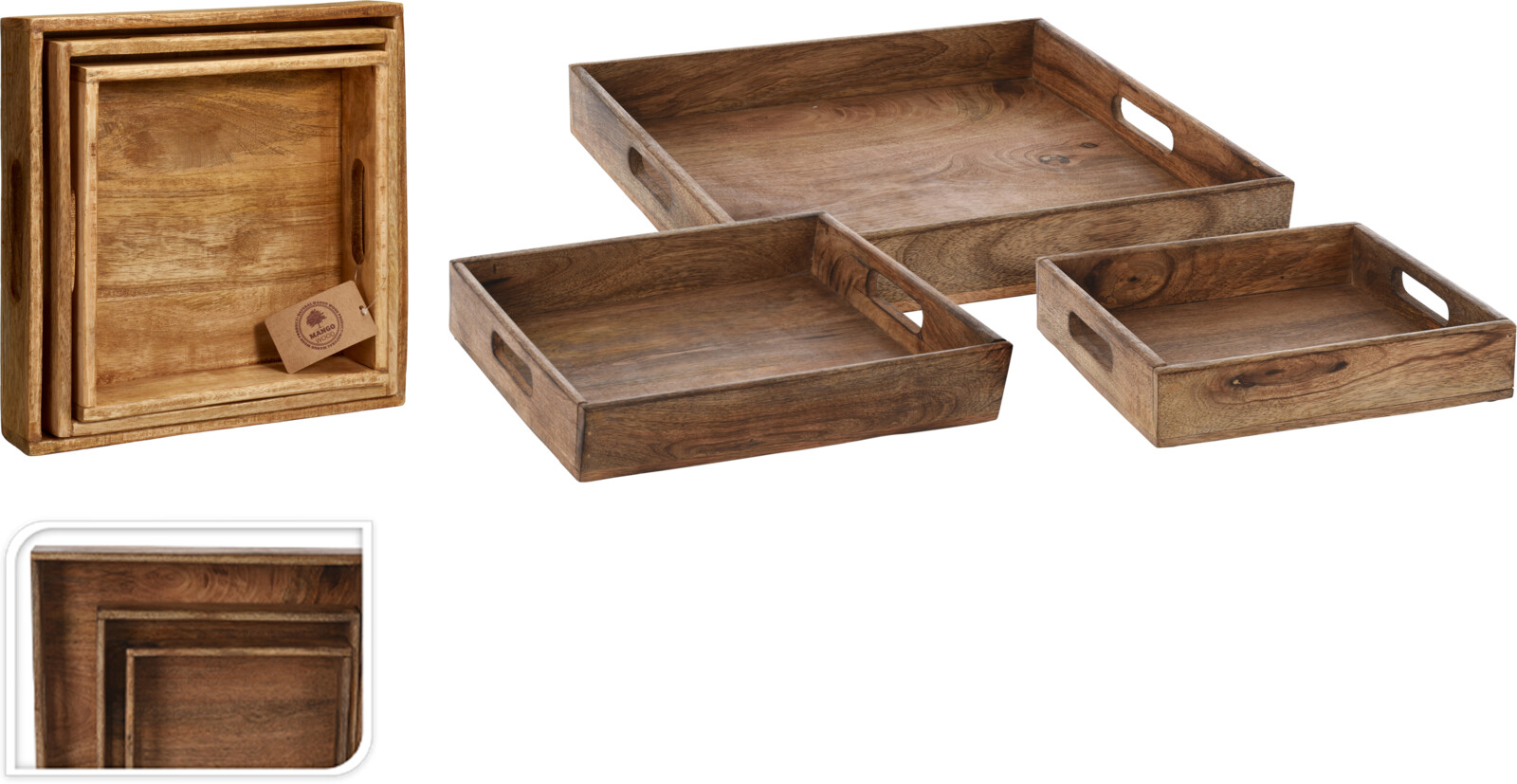 Serveringsbricka Mango Wood – Mellan
