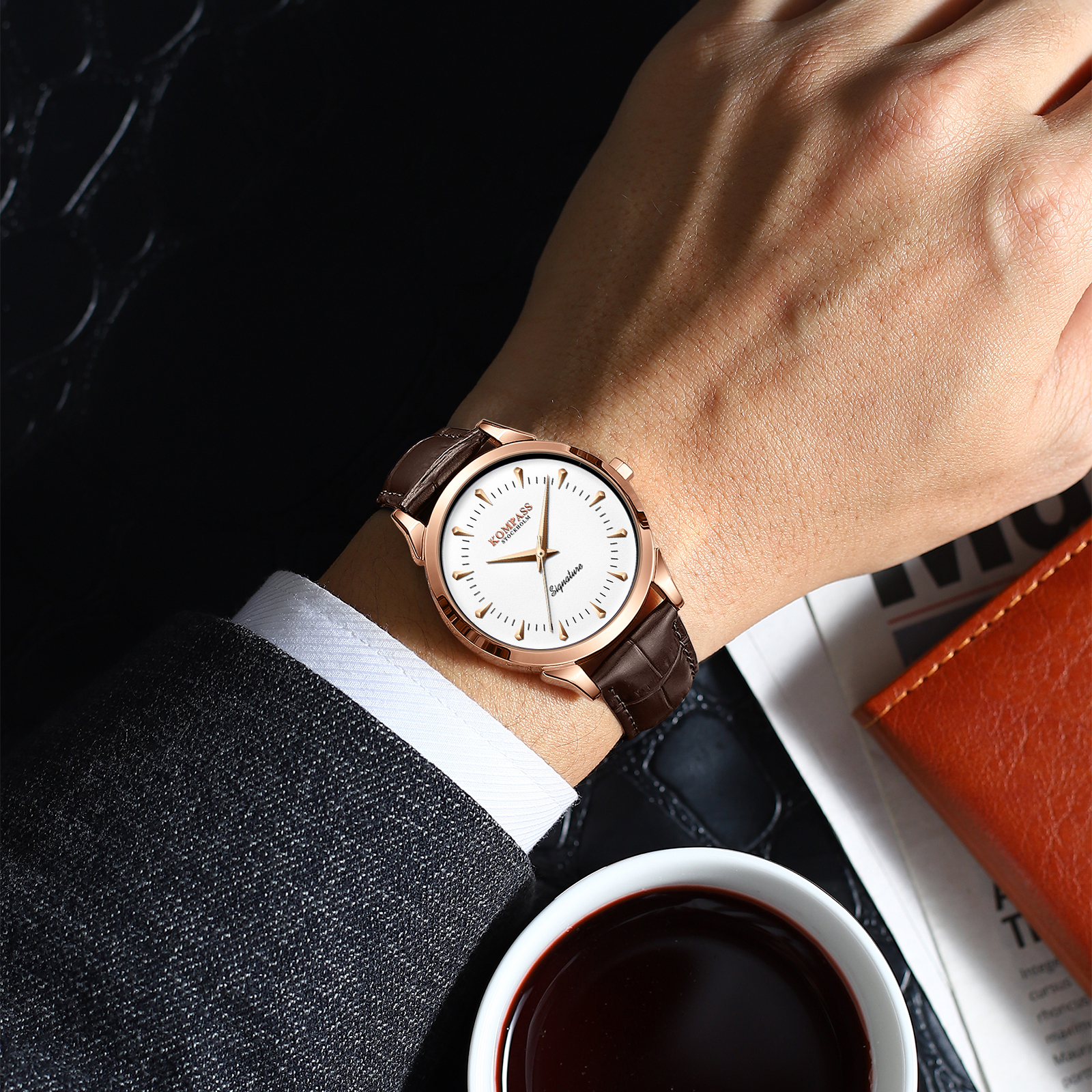 Kompass Signature Rose Gold White Brown - 4