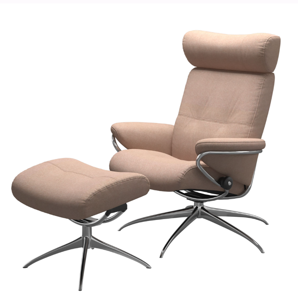 Berlin Fåtölj m. justerbart nackstöd + Fotpall (tyg) - Paketpris - Stressless®