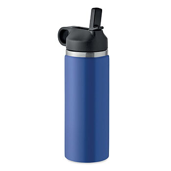 Termoflaska av återvunnet stål  med sugrör - 500ml - Kornblå