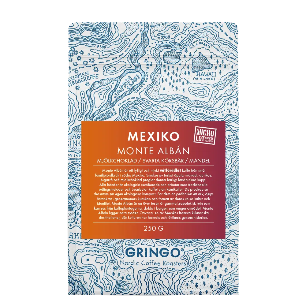 Gringo Nordic - Monte Alban - Mexiko - Ekologiskt mellanrostade hela kaffebönor - 250g