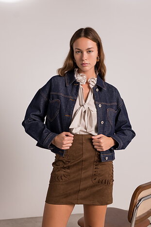 Jeansjacka mörk denim