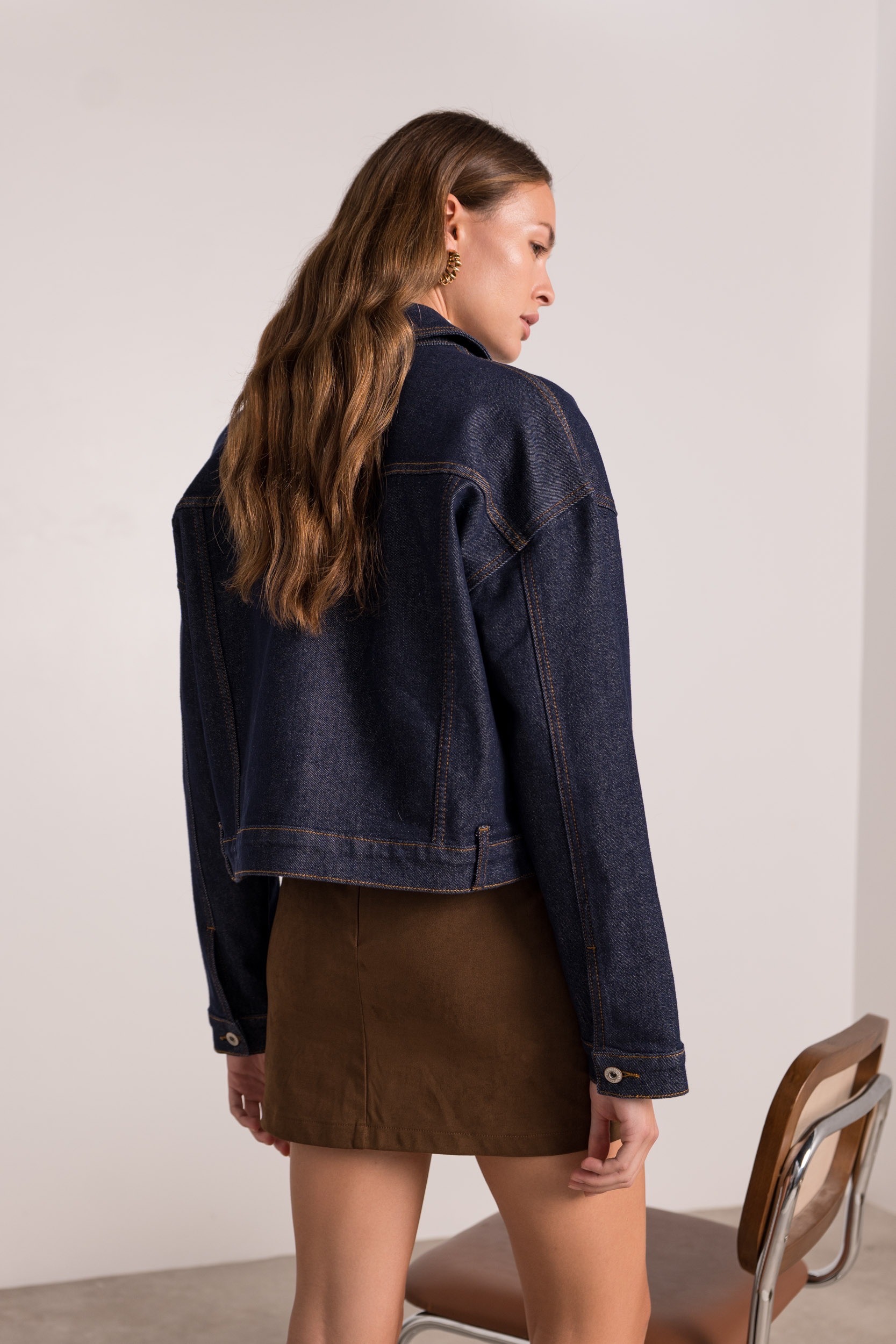 Jeansjacka mörk denim - 3