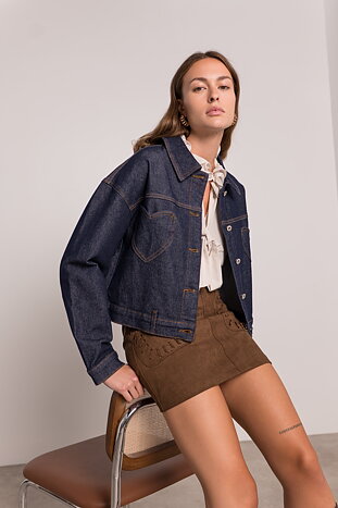 Jeansjacka mörk denim