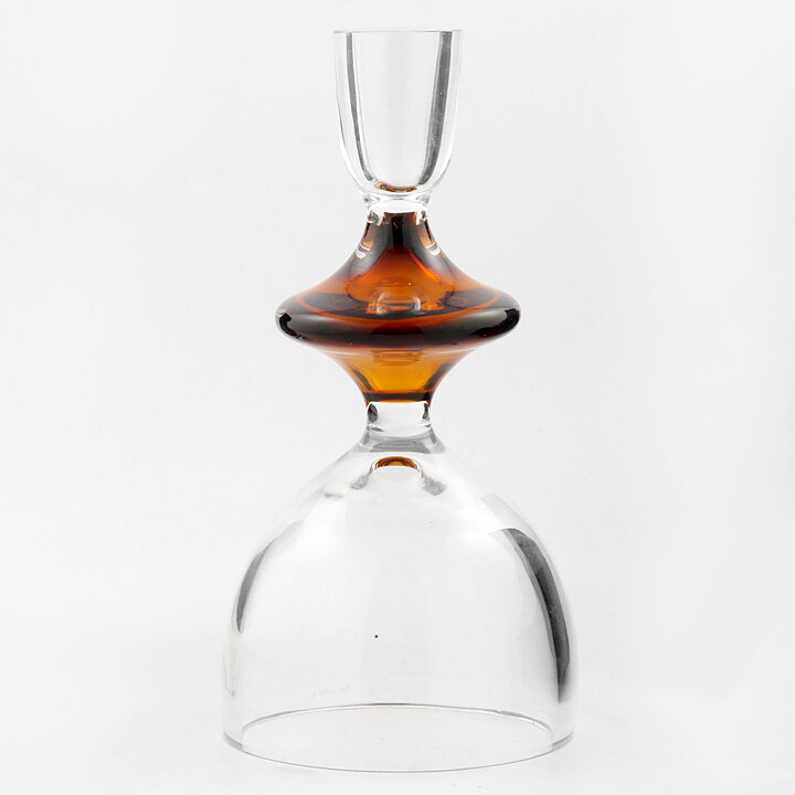 Mona Morales-Schildt (1960s) Brown/Clear Modern Candleholder 17 cm (2)