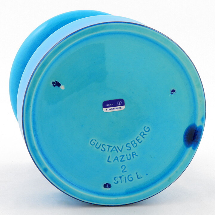 Stig Lindberg (Lazur 1970) Turquoise Segmented Vase 12 cm (2)