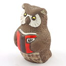 Tore Borg (1960s) Brown/White Owl Reading a Book 11 cm 