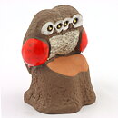 Tore Borg (1960s) Brown/White Owls on a Tree Stump 10 cm 