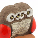 Tore Borg (1960s) Brown/White Owls on a Tree Stump 10 cm 