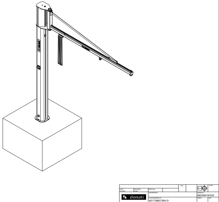 Pelarsvängkran Donati / Maxlast: 63 kg / 2,5 m armlängd - 4