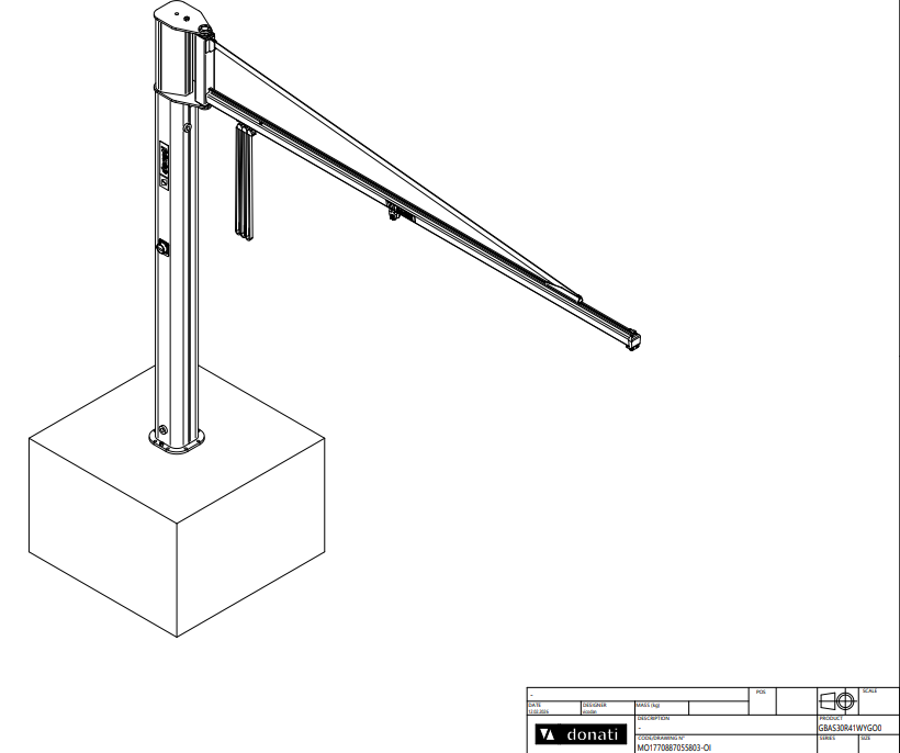 Pelarsvängkran Donati / Maxlast: 63 kg / 3,5 m armlängd - 4