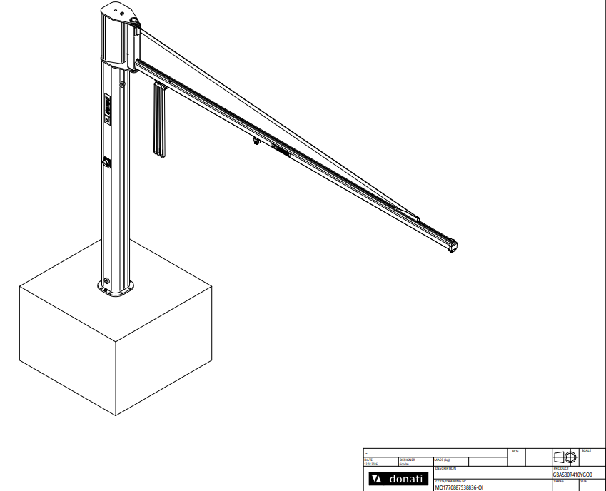 Pelarsvängkran Donati / Maxlast: 63 kg / 4 m armlängd - 4