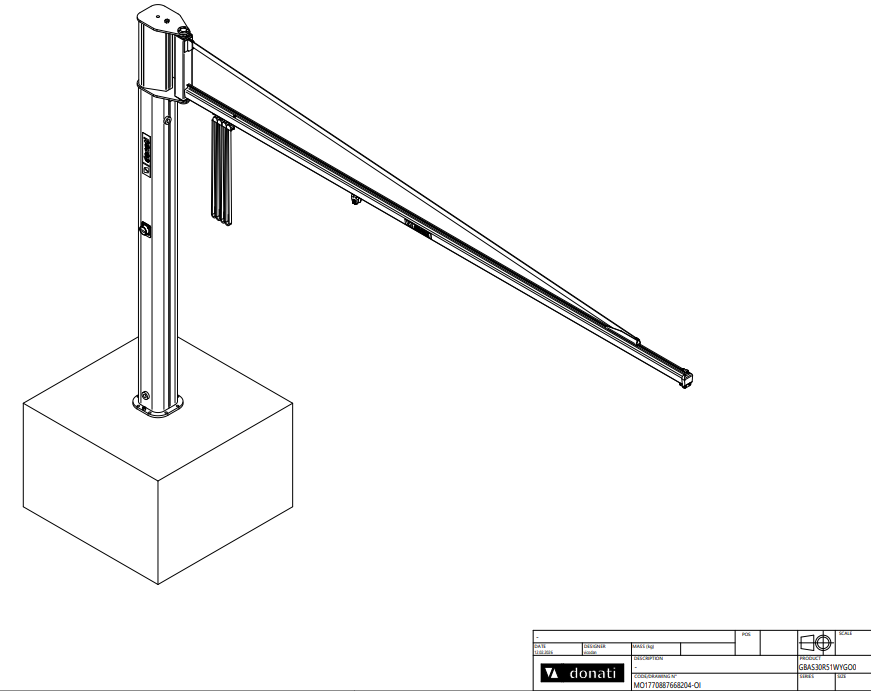 Pelarsvängkran Donati / Maxlast: 63 kg / 4,5 m armlängd - 2