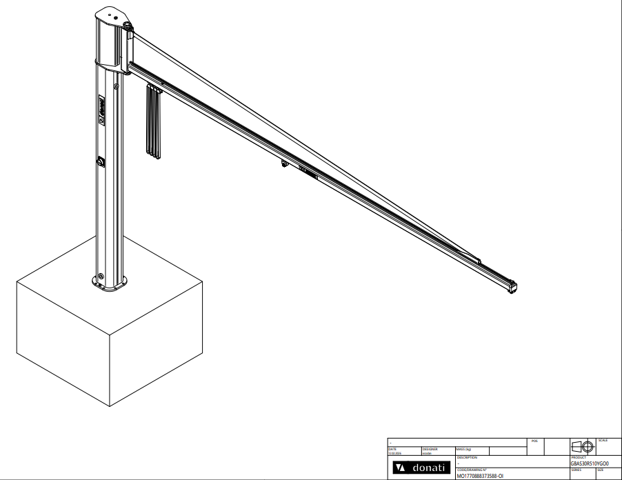 Pelarsvängkran Donati / Maxlast: 63 kg / 5 m armlängd - 4