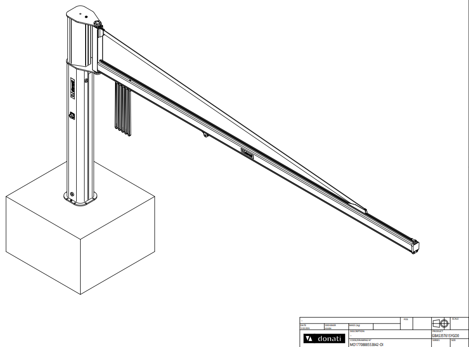Pelarsvängkran Donati / Maxlast: 63 kg / 6 m armlängd - 4