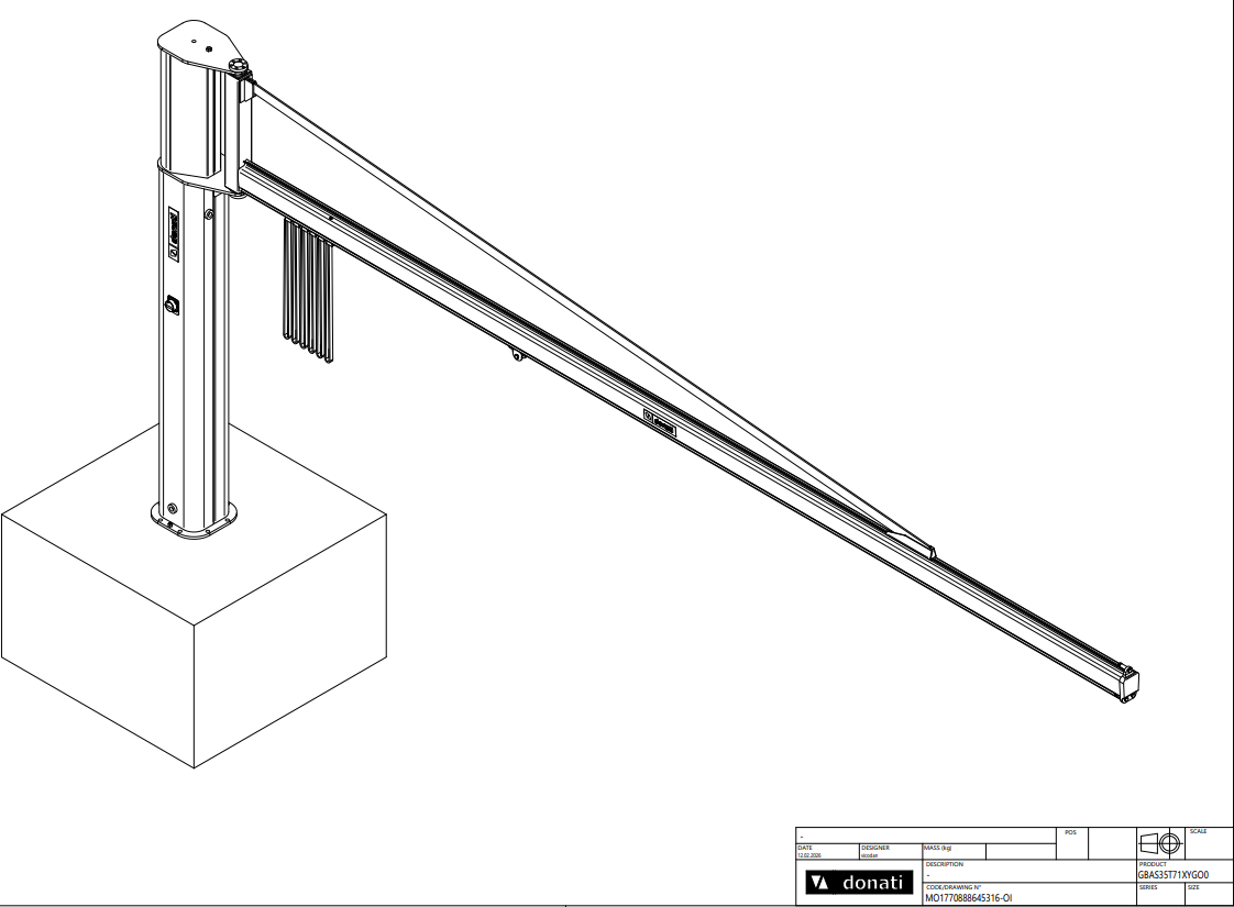 Pelarsvängkran Donati / Maxlast: 63 kg / 6,5 m armlängd - 4