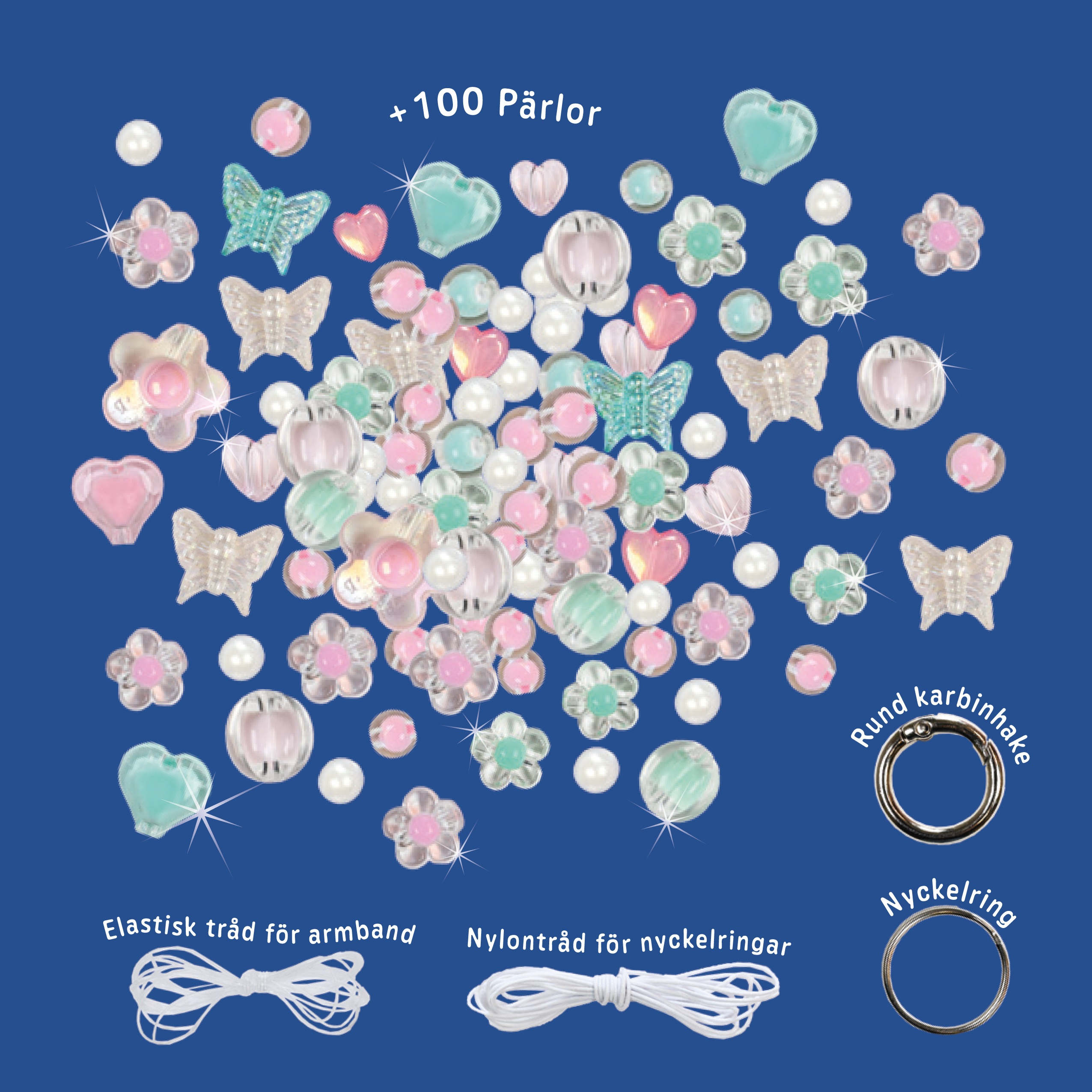 Pärlset Nyckelring & Armband Grön/Rosa - 2