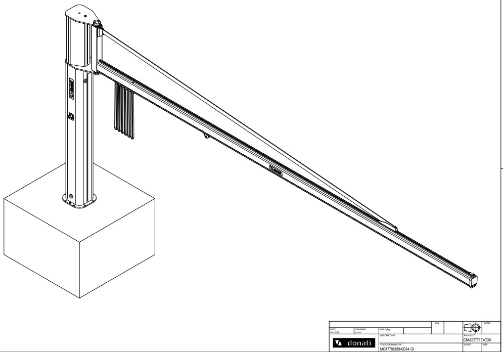 Pelarsvängkran Donati / Maxlast: 63 kg / 7 m armlängd - 4