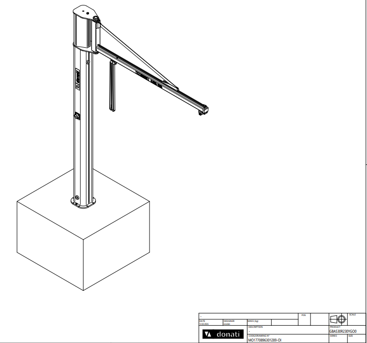 Pelarsvängkran Donati / Maxlast: 125 kg / 2 m armlängd - 4