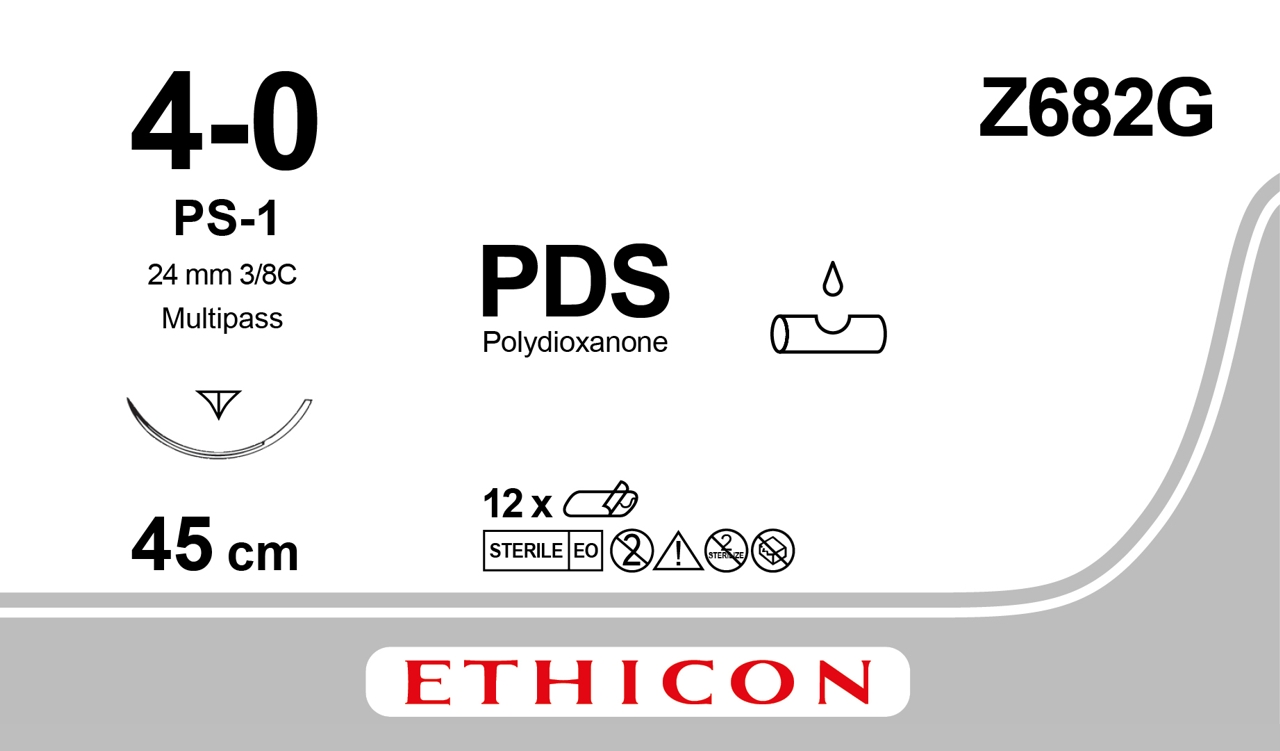 PDS II suture 4-0, Z682G, PS-1 needle undyed