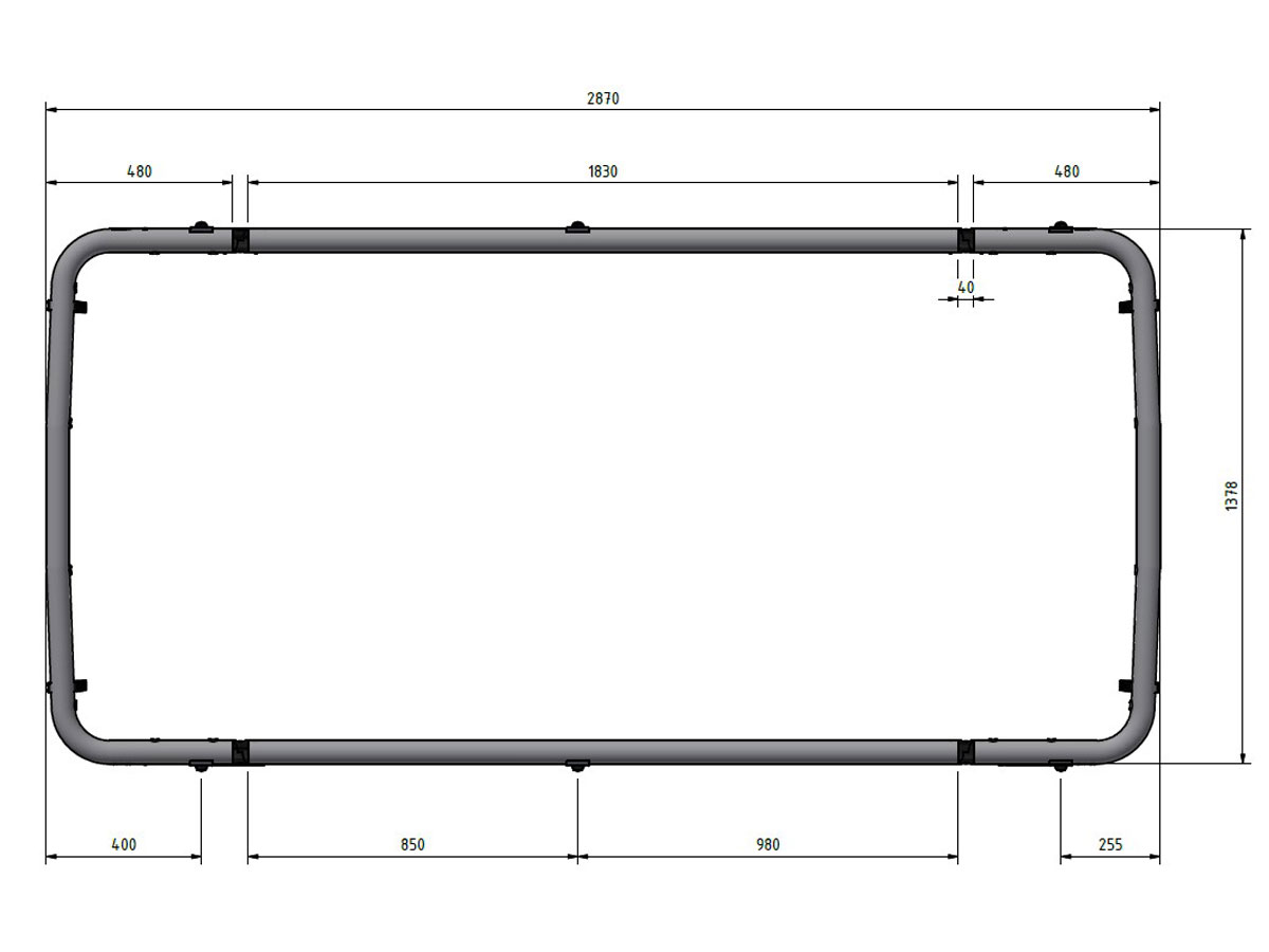 T-RACK MAXI roofbar Mercedes Vito L3 HB 3430mm 04- - 4