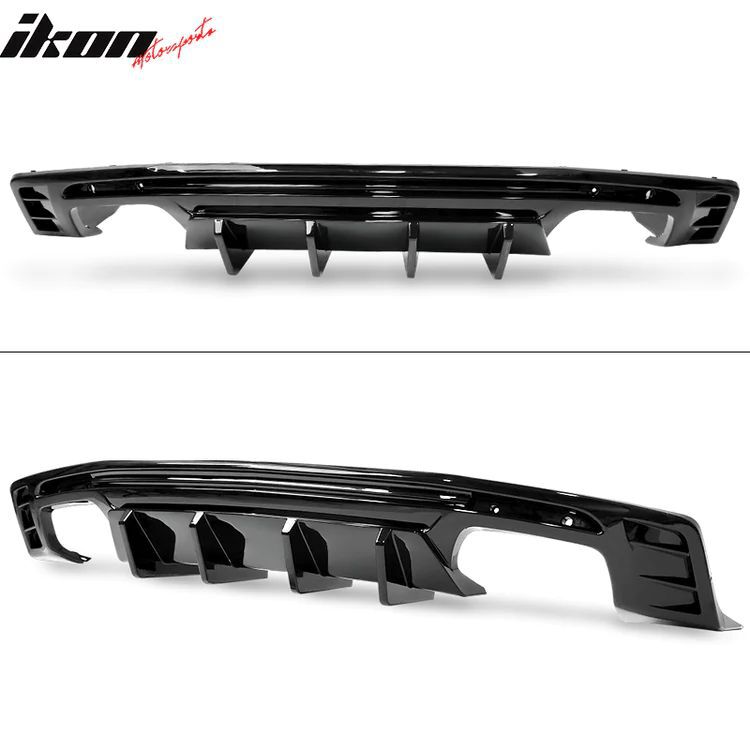 Rear Diffuser med Fenor – Enkel / Quad Avgassystem – Blank Svart - 4