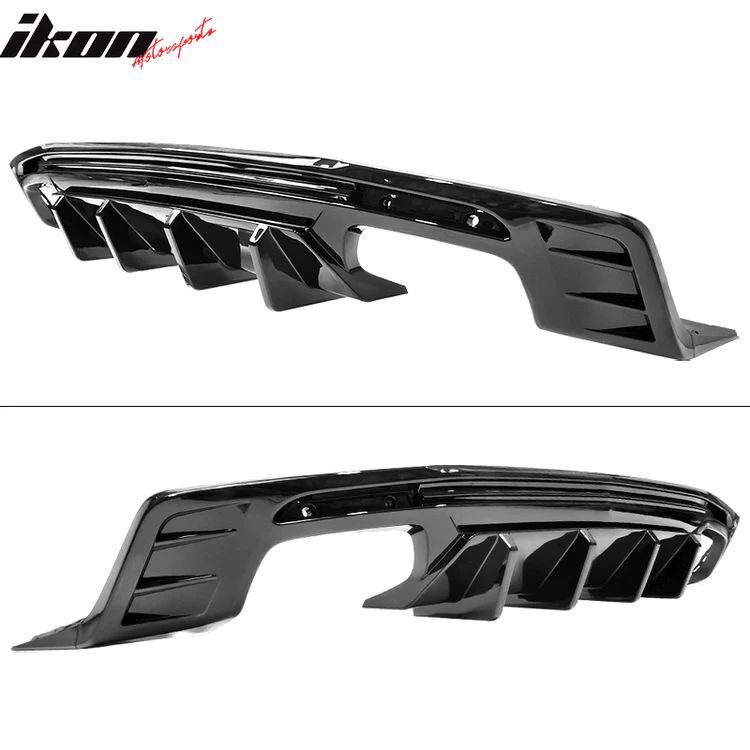 Rear Diffuser med Fenor – Enkel / Quad Avgassystem – Blank Svart - 2