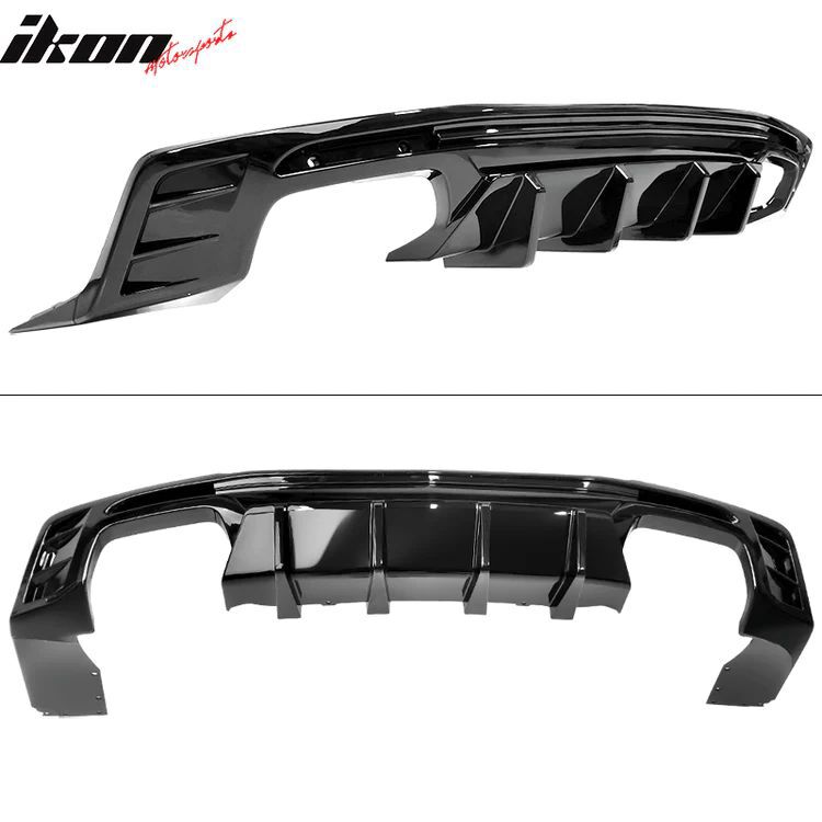Rear Diffuser med Fenor – Enkel / Quad Avgassystem – Blank Svart - 3
