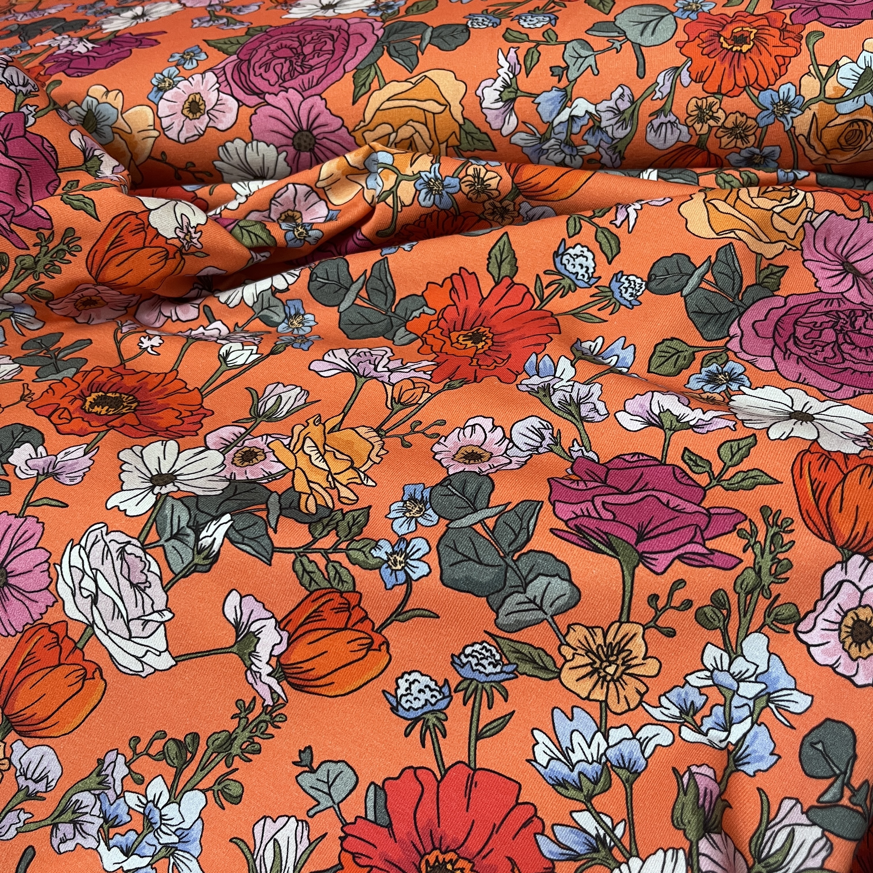 Jerseytyg ekologisk bomull,   "Flowery ", metervara - 8