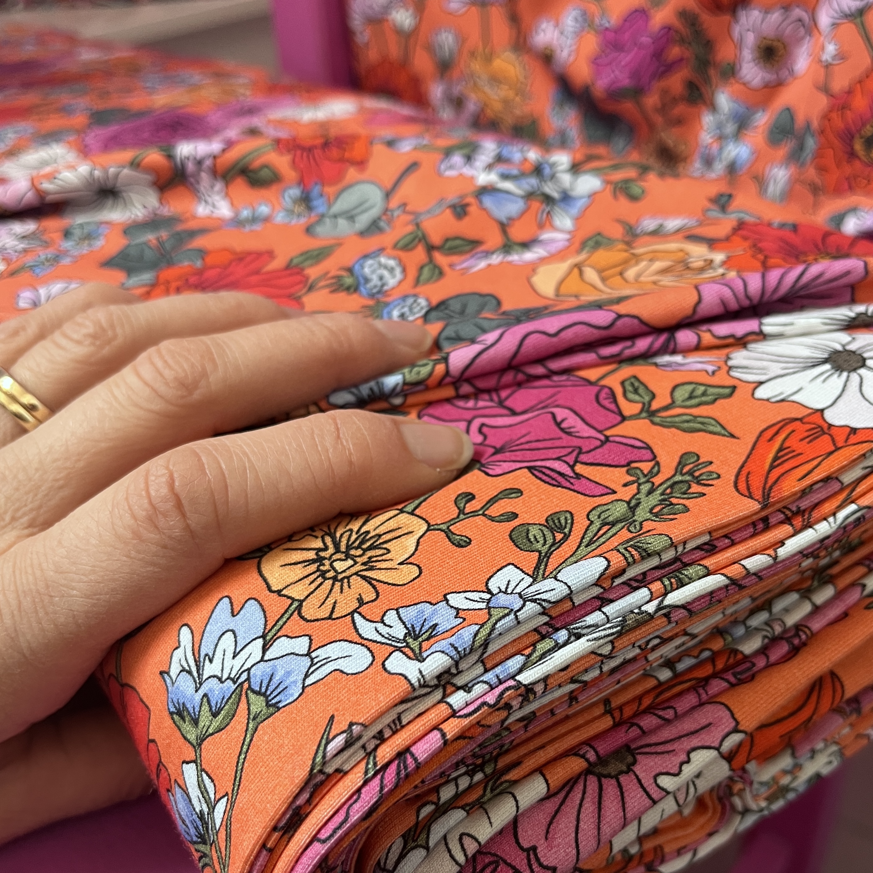 Jerseytyg ekologisk bomull,   "Flowery ", metervara - 9