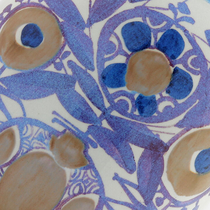 Kari Christensen (Tenera 1958) Swelling Vase with Brown/Purple Flower Decor 18 cm #181-2878