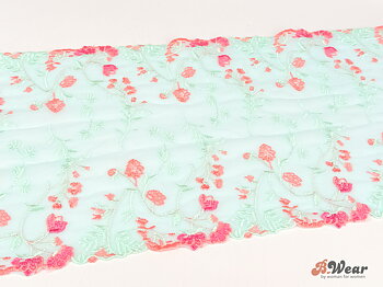 Lovely Icymorn mesh stretch lace with cute flowers - 23 cm