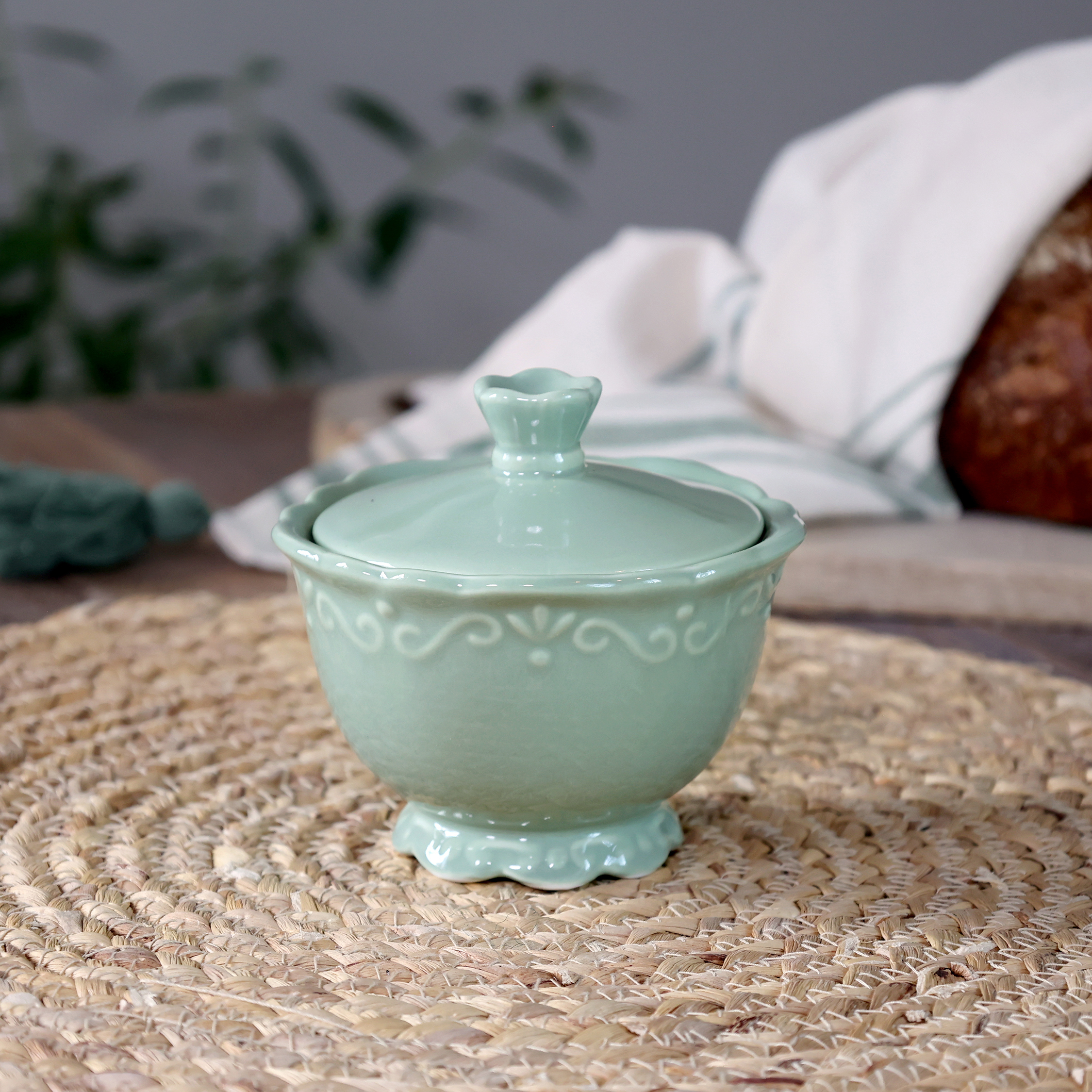 Provence Sockerskål - H9/Ø10 cm - Grön