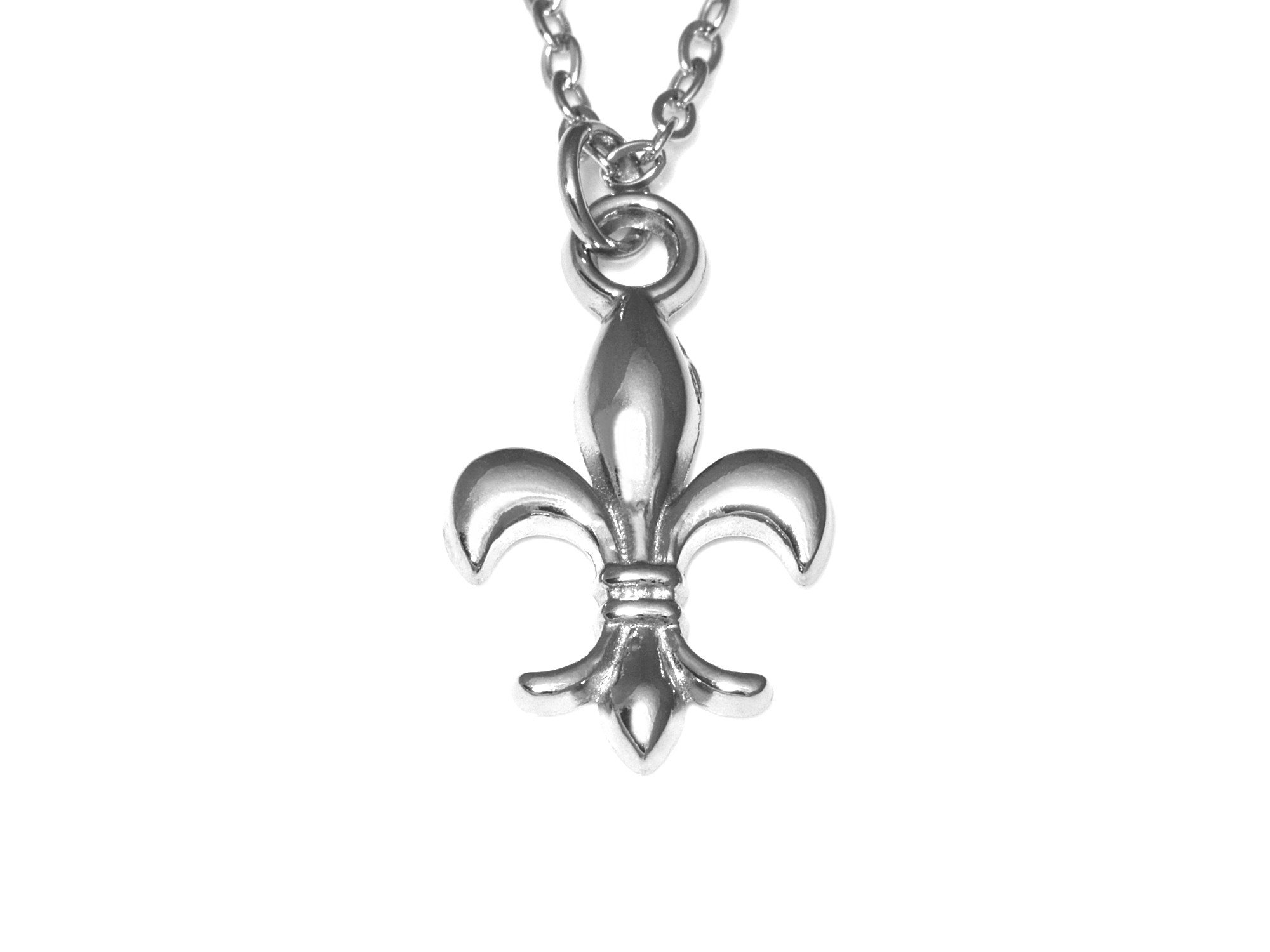 Fleur de Lis Halsband i Rostfritt Stål, Liljans Blomma Hänge, Heraldisk Lilja Smycke - 2