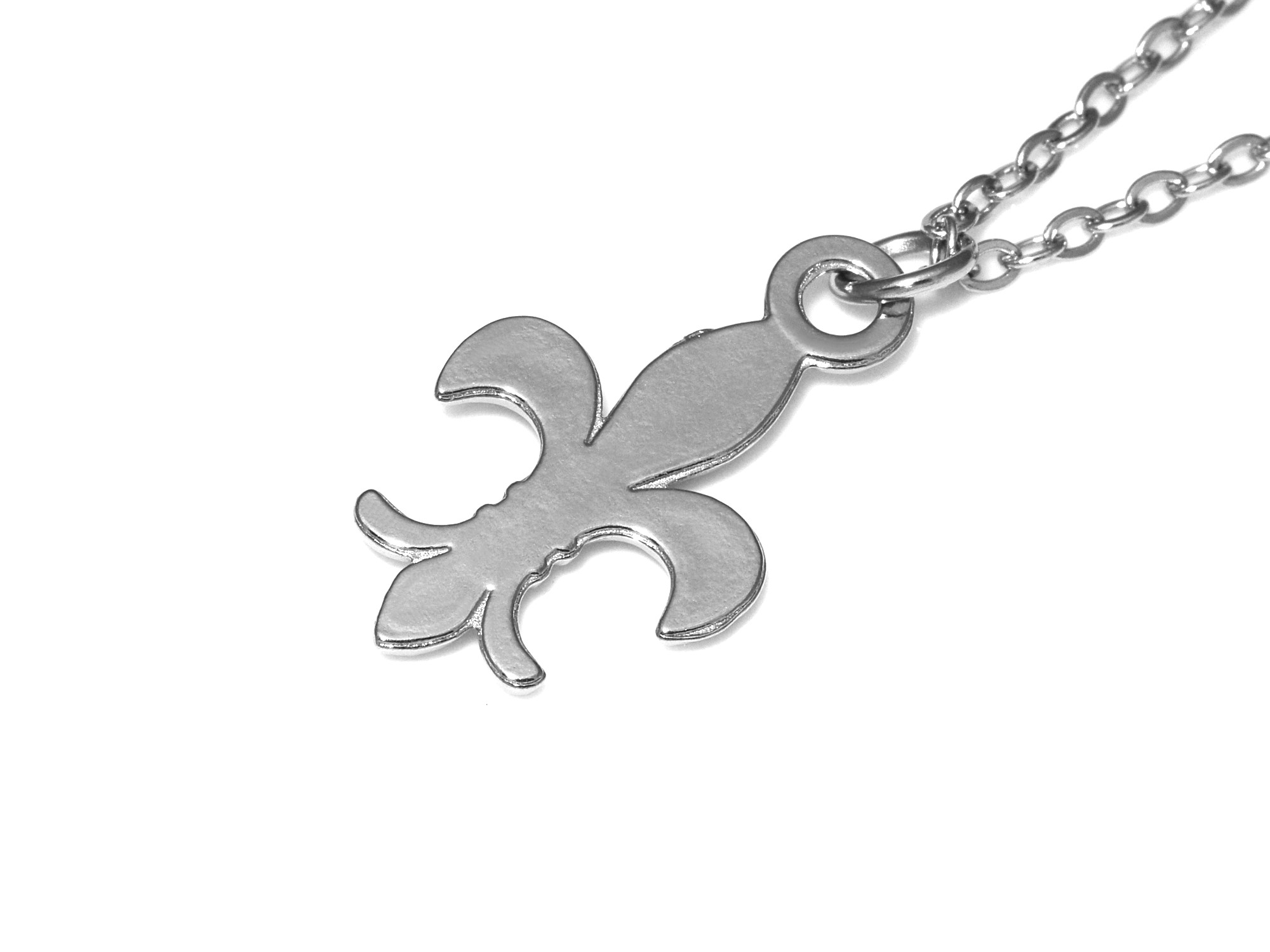 Fleur de Lis Halsband i Rostfritt Stål, Liljans Blomma Hänge, Heraldisk Lilja Smycke - 3