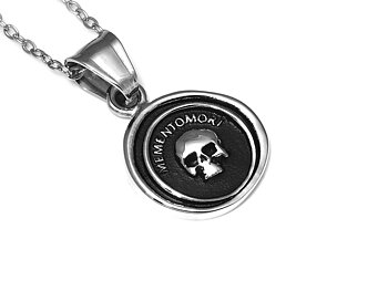 Memento Mori Döskalle Halsband i Rostfritt Stål, Kranium Hänge, Dödskalle Smycke