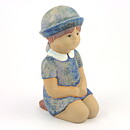 Lisa Larson (Sculptures 1977) Sitting Girl with Blue Dress 18 cm (3)