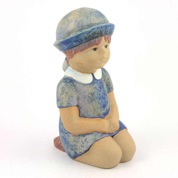 Lisa Larson (Sculptures 1977) Sitting Girl with Blue Dress 18 cm (3)