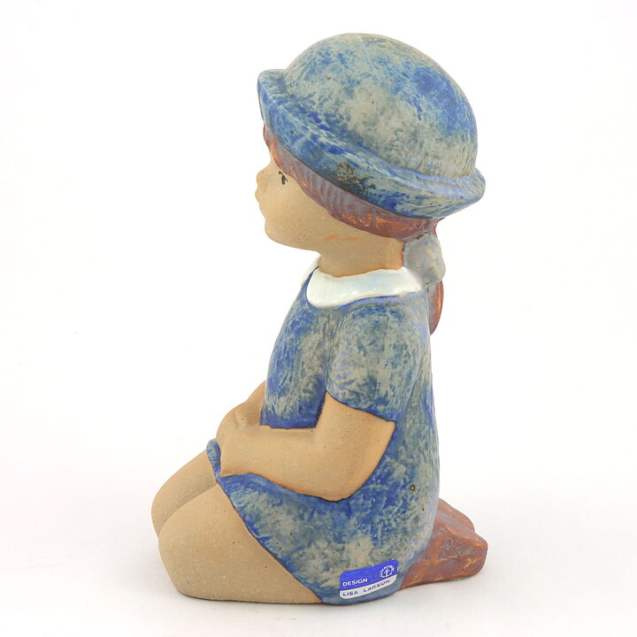 Lisa Larson (Sculptures 1977) Sitting Girl with Blue Dress 18 cm (3)