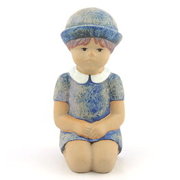 Lisa Larson (Sculptures 1977) Sitting Girl with Blue Dress 18 cm (3)