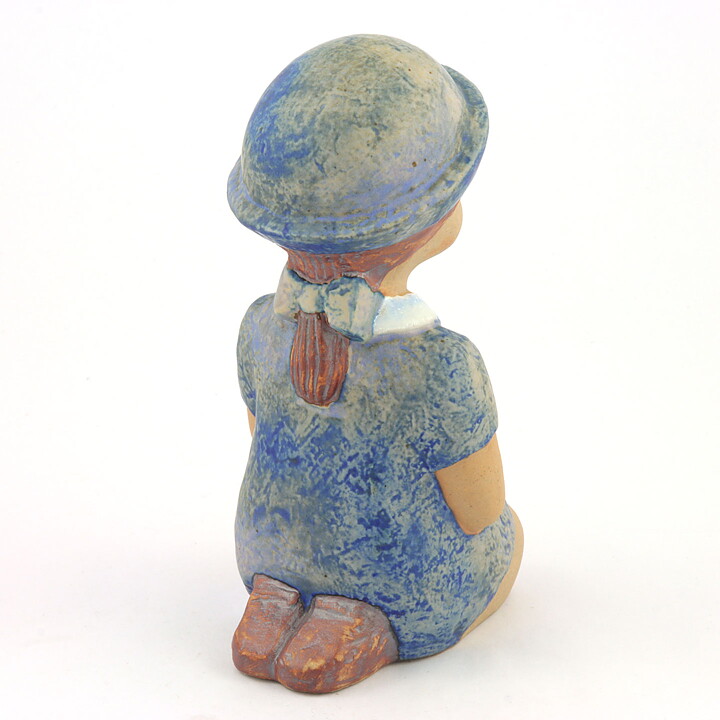Lisa Larson (Sculptures 1977) Sitting Girl with Blue Dress 18 cm (3)