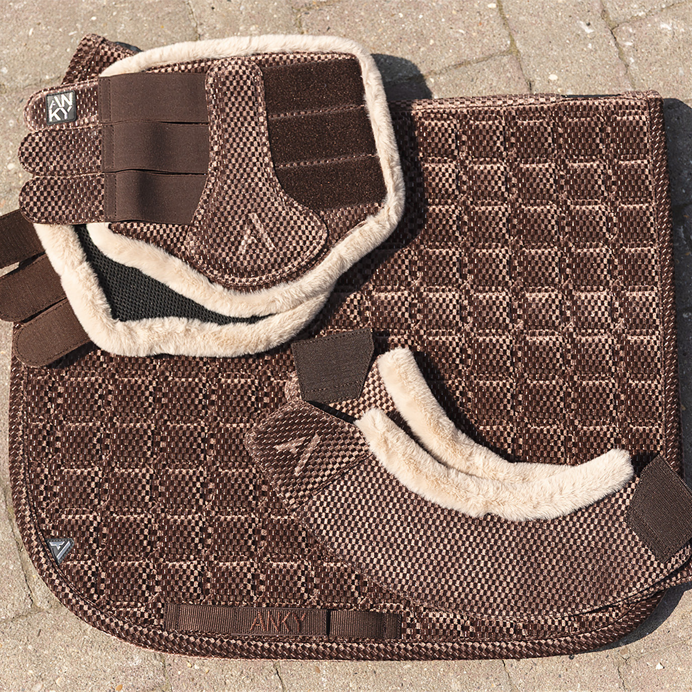Dressage Saddle Pad ANKY Check Velvet Deep Taupe - 6