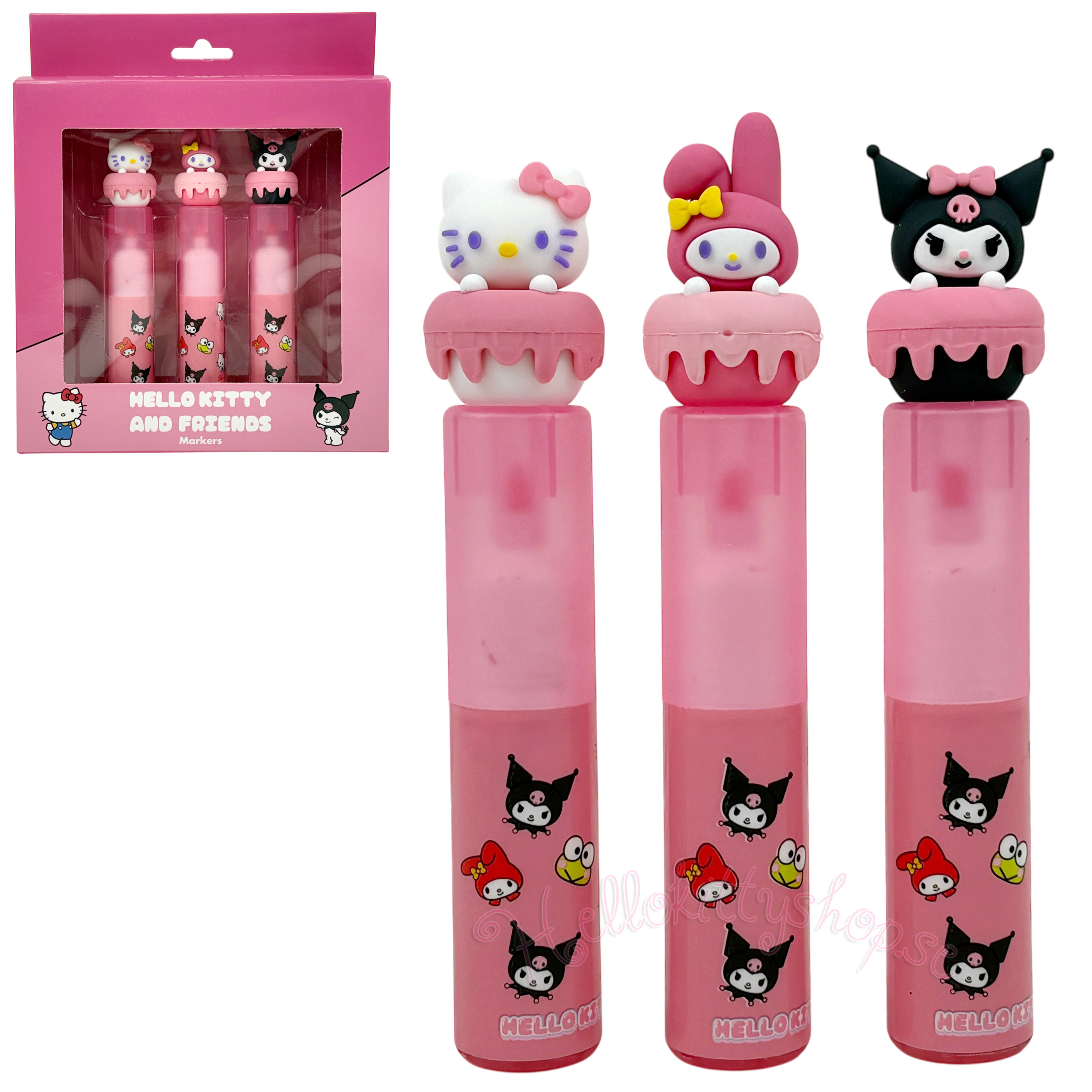 Sanrio Hello Kitty & Friends Överstrykningpennor 3-Pack med Hello Kitty, My Melody och Kuromi