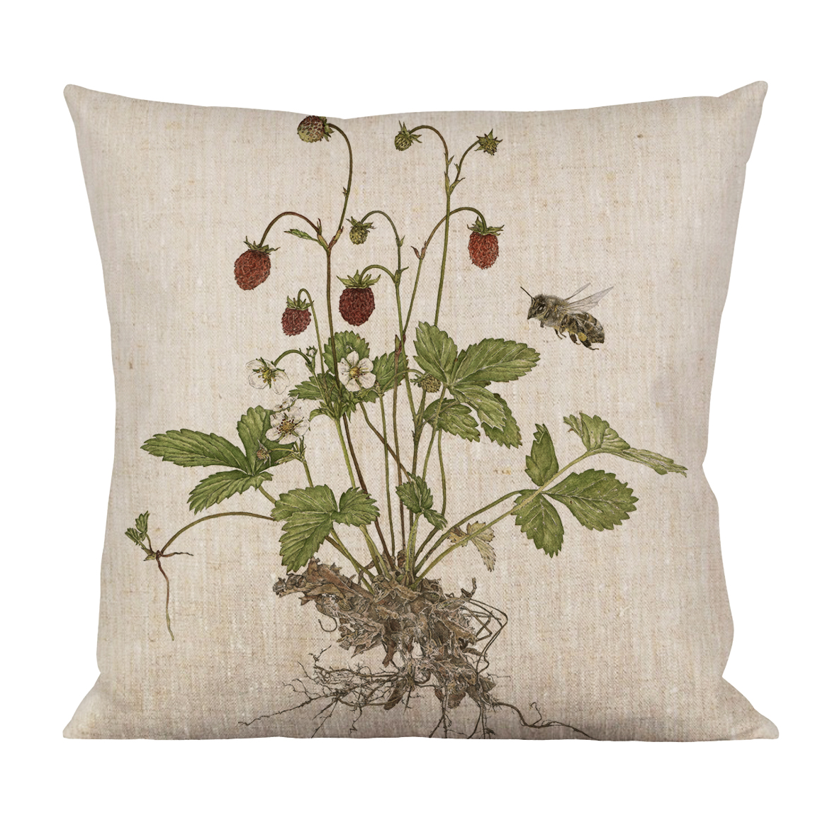 "SET" 3-PIECE CUSHIONS & ART PRINT WOODLAND STRAWBERRIES 50x70 - 2