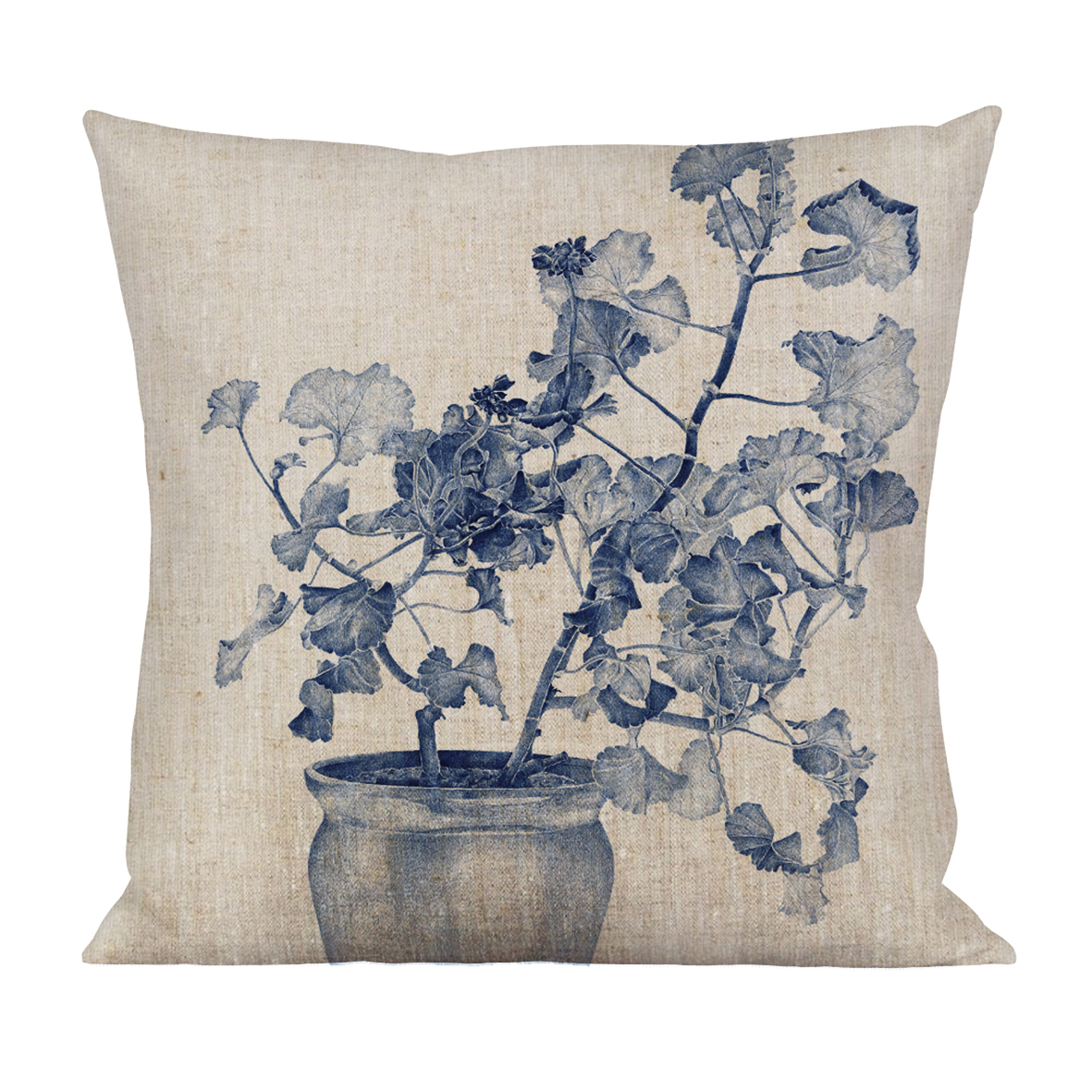 "SET" 2-PIECE CUSHIONS & ART PRINT BLUE GERANIUM 50x70 - 2