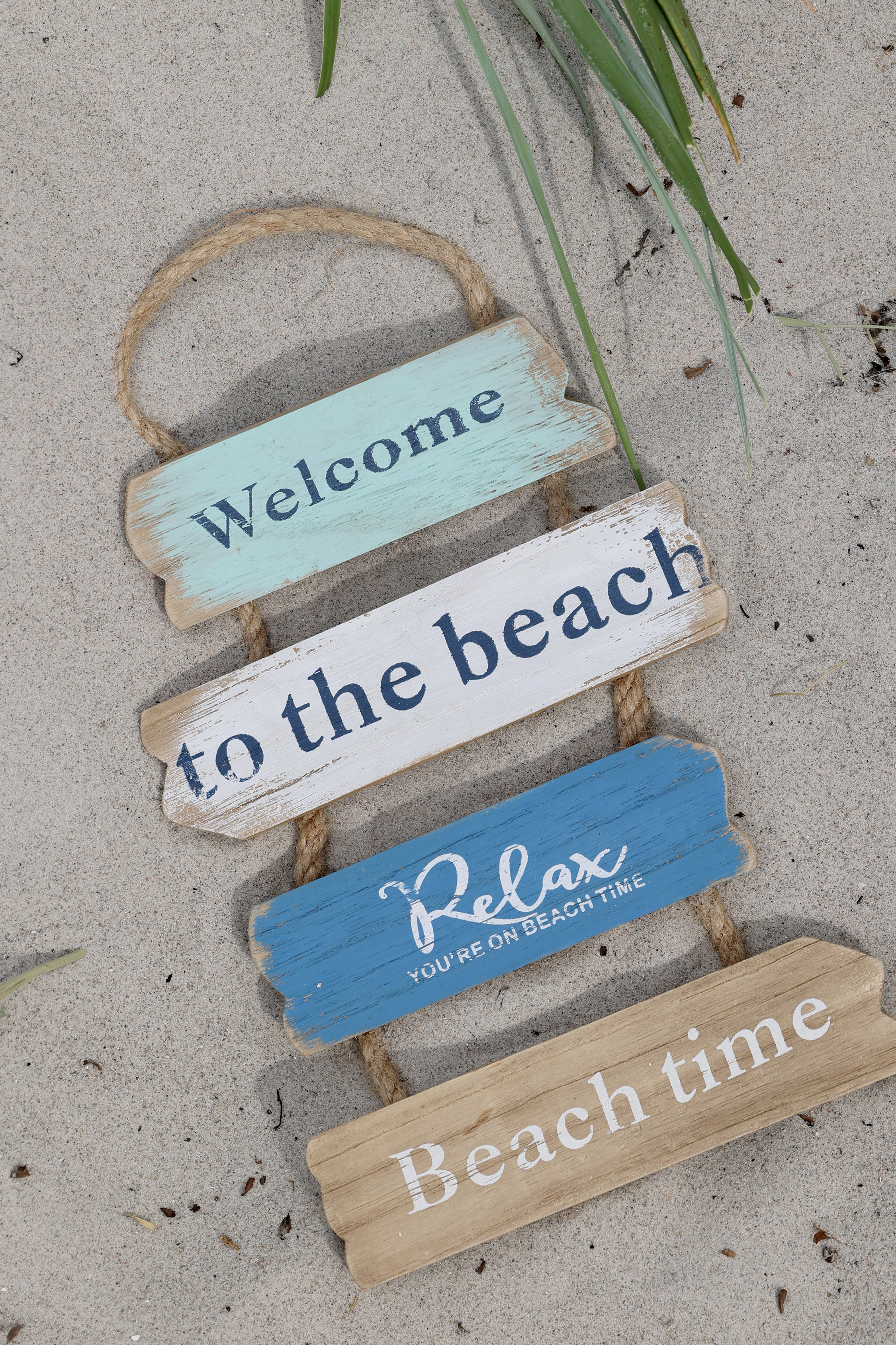 Welcome sign - H35/L19/B2 cm - Sea White and Antique White - 3