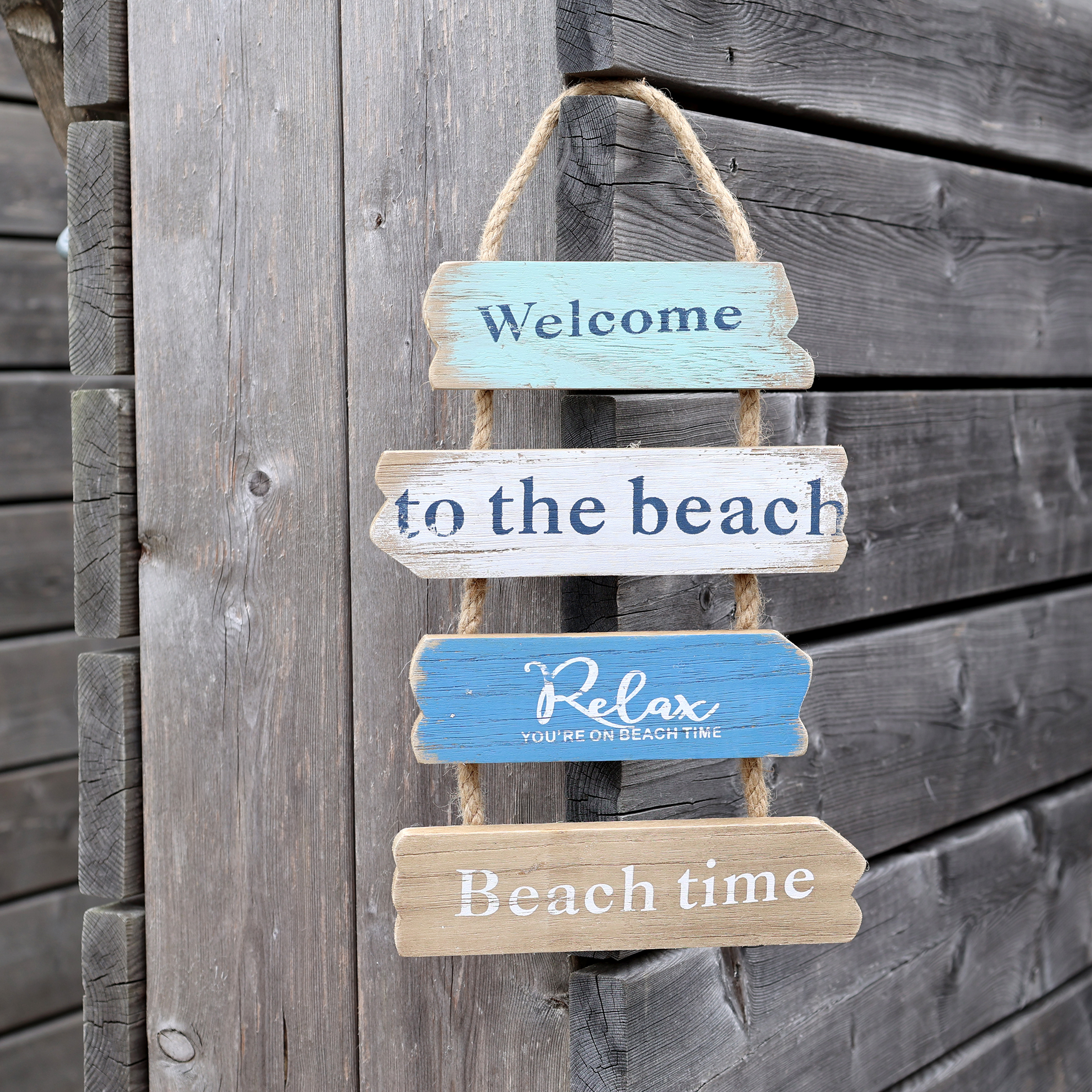 Welcome sign - H35/L19/B2 cm - Sea White and Antique White